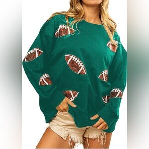 NWOT Sequin Football Sweatshirt